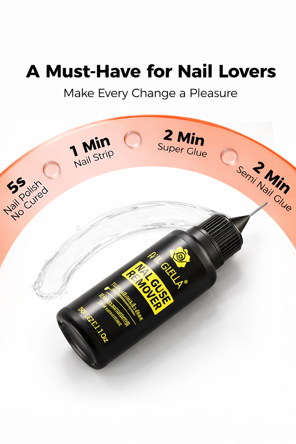 UNA GELLA Nail Glue Remover for Press on Nails20ml Pinpoint Non-Aceton